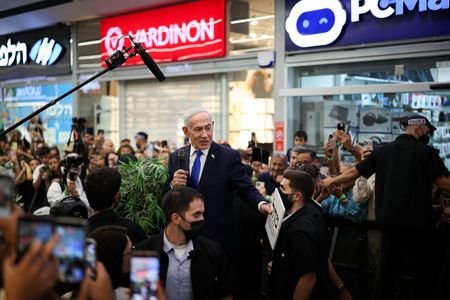 Israeli PM Netanyahu meets members of the public, ahead of