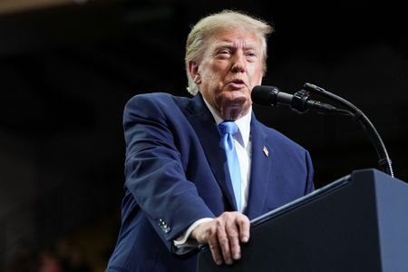 US President Trump attends a rally at Butler High School