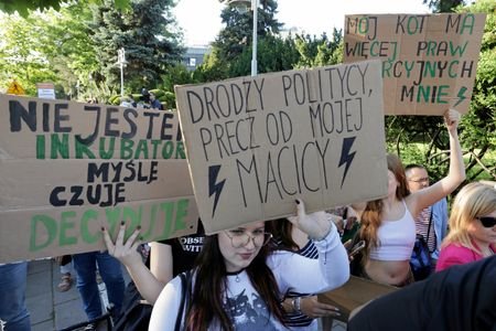 Protest in favour of liberalising Polish abortion laws in Warsaw
