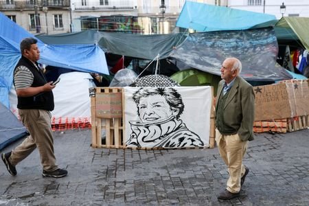 FILE PHOTO: Protest camp at Puerta del Sol square in