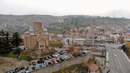 FILE PHOTO: A drone view of the city of Tbilisi