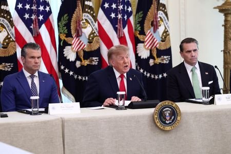 US President Donald Trump holds a round table at the