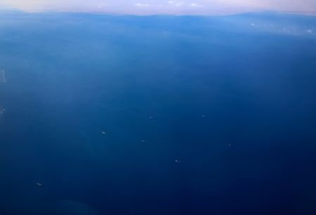 Aerial view of ships in Red Sea