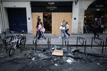 Wooden panels on shops in Paris