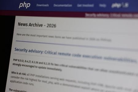 PHP Security Advisory is displayed on a computer in Guernica