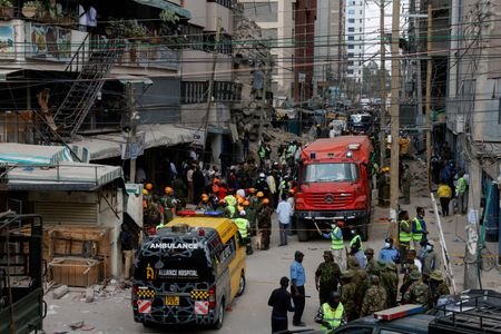 Aftermath of a building collapse in Nairobi