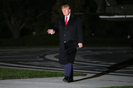 US President Trump returns following a visit to Iowa
