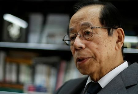 FILE PHOTO: Former Japanese Prime Minister Fukuda speaks during an
