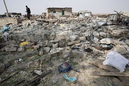 Aftermath of a reported Jordanian airstrike in the town of