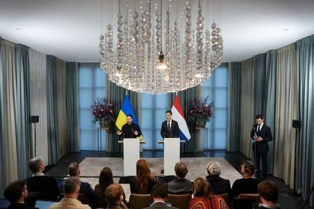 Ukrainian President Zelenskiy and Dutch PM Jetten hold press conference