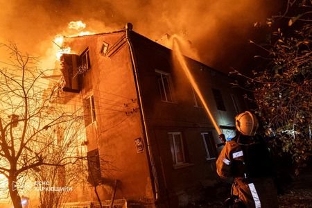 Aftermath of a Russian drone strike in Kharkiv
