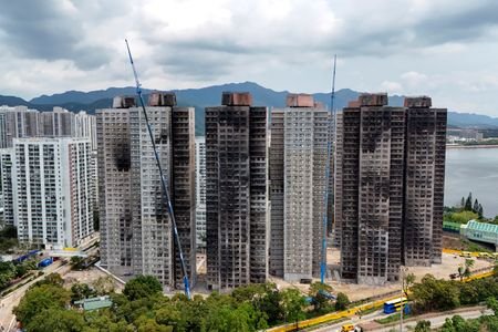 FILE PHOTO: A drone view shows Wang Fuk Court apartment